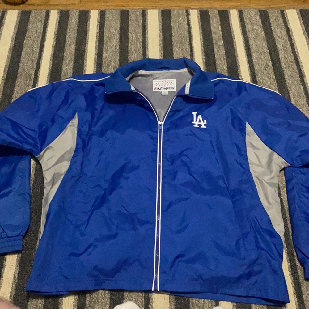 Majestic Los Angeles Dodgers Royal Blue and Gray Windbreaker